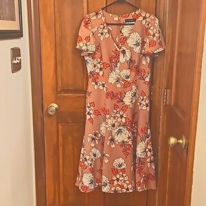 Ivanka Trump Floral Midi Dress - Pink and White